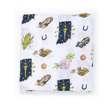 Indiana Baby Muslin Swaddle Blanket and Burp Cloth/Bib | Gift Set