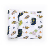 Indiana Baby Muslin Swaddle Blanket and Burp Cloth/Bib | Gift Set