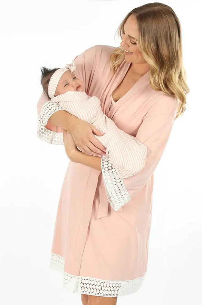 Grace Maternity & Nursing Nightgown, Robe, and Blanket Set Milk & Baby