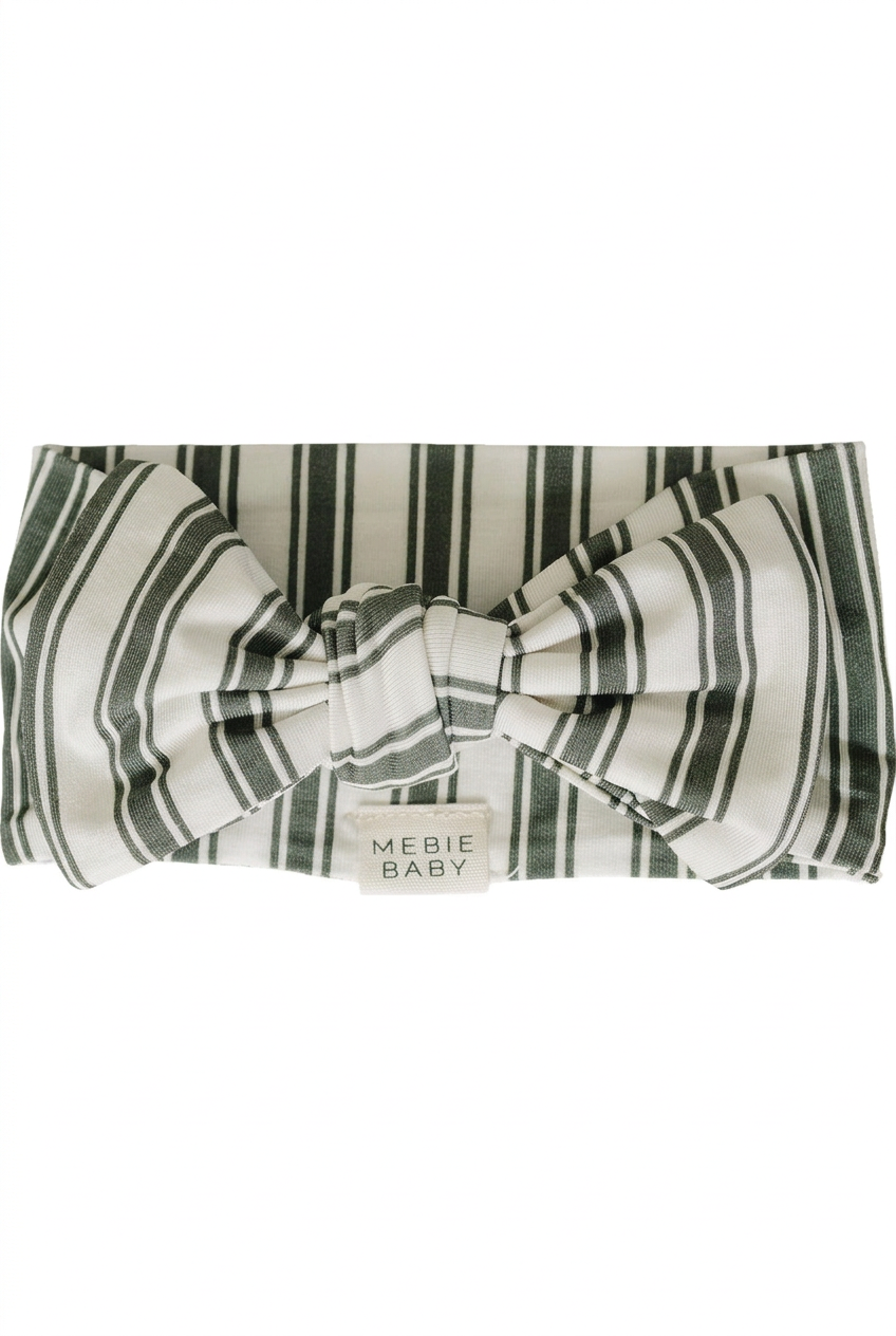 Green Stripe Bamboo Head Wrap with extra side spacing