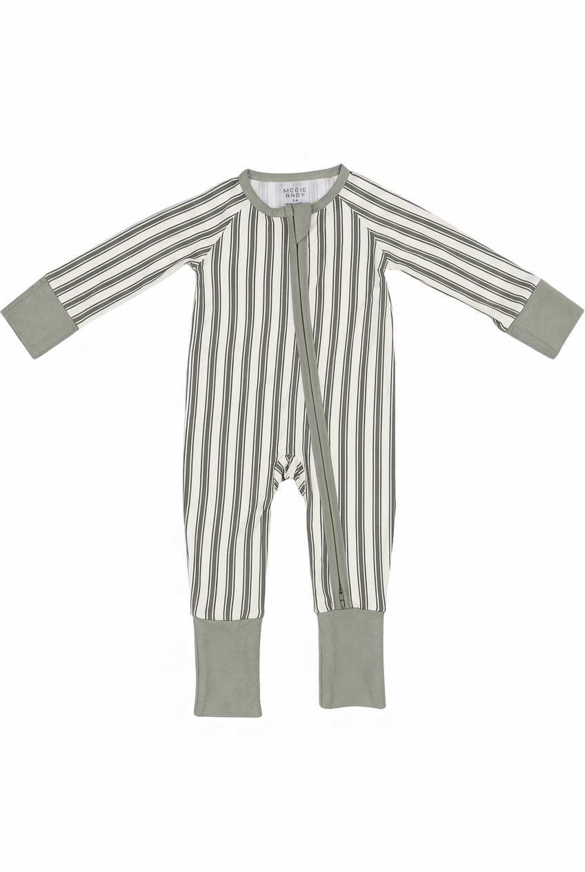 Green Stripe Bamboo Zipper with extra spacing