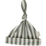 Green Stripe newborn knot hat with extra spacing