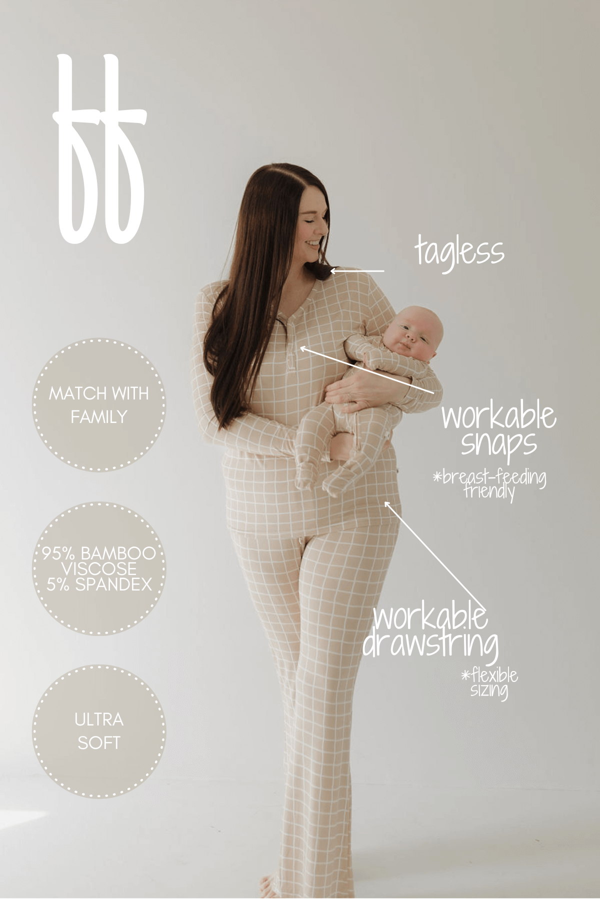 Grid | Women's Bamboo Pajama | Milk & Baby