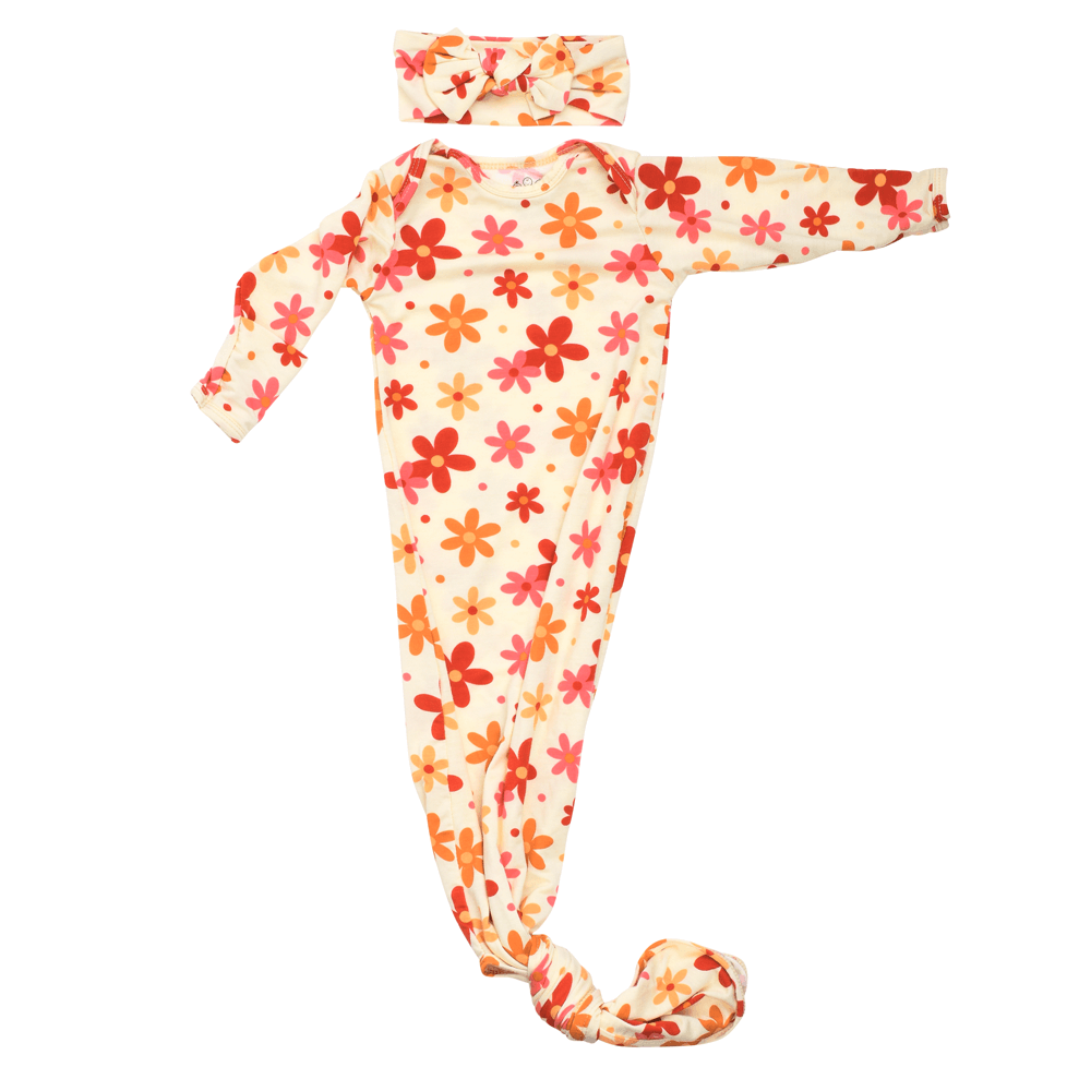 Groovy Flower Knotted Newborn Gown