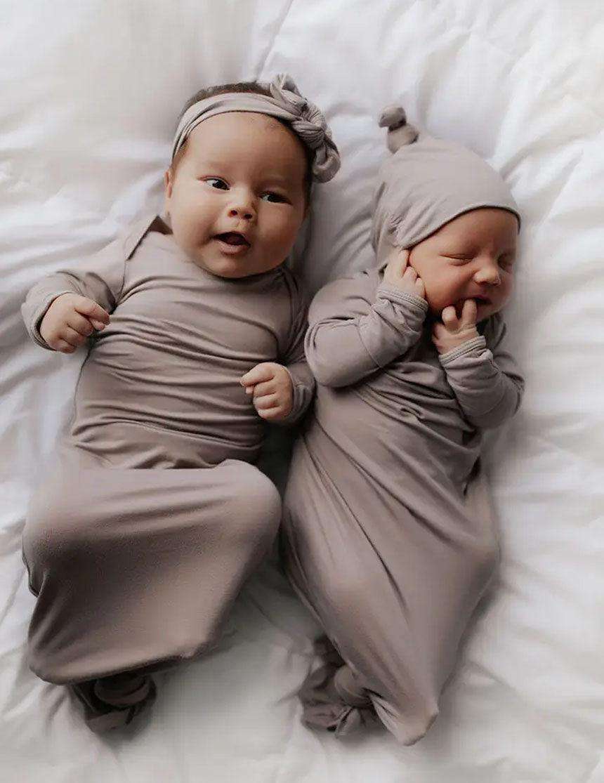 Harbor Mist Knotted Newborn Gown Set | Milk & Baby