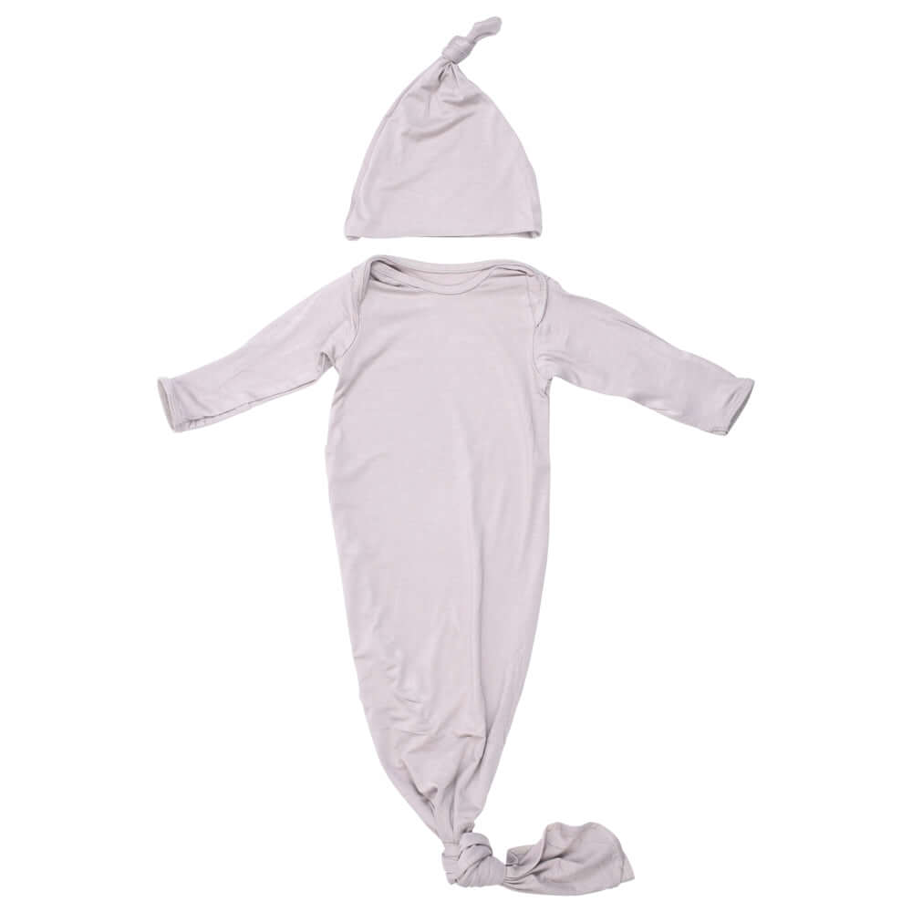 Harbor Mist Neutral Knotted Newborn Baby Gown | Milk & Baby