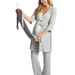 Heather Grey Stripe | Mommy Pajamas & Baby Set | Milk & Baby