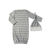 Heather Grey Stripe Analise 5-Piece Maternity & Nursing PJ Set - Milk & Baby 