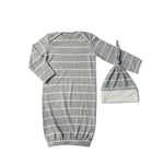 Heather Grey Stripe | Mommy Pajamas & Baby Set | Milk & Baby