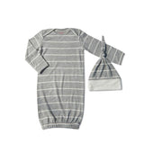 Heather Grey Stripe | Mommy Pajamas & Baby Set | Milk & Baby