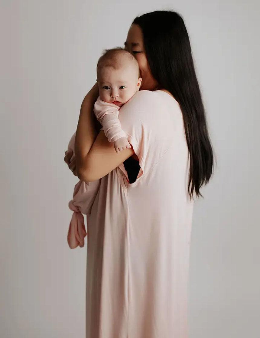 Heavenly Pink Knotted Gown & Bow Set | Milk & Baby