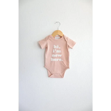 Hi, I'm New Here in Rose Organic Cotton Baby Onesie | Milk & Baby