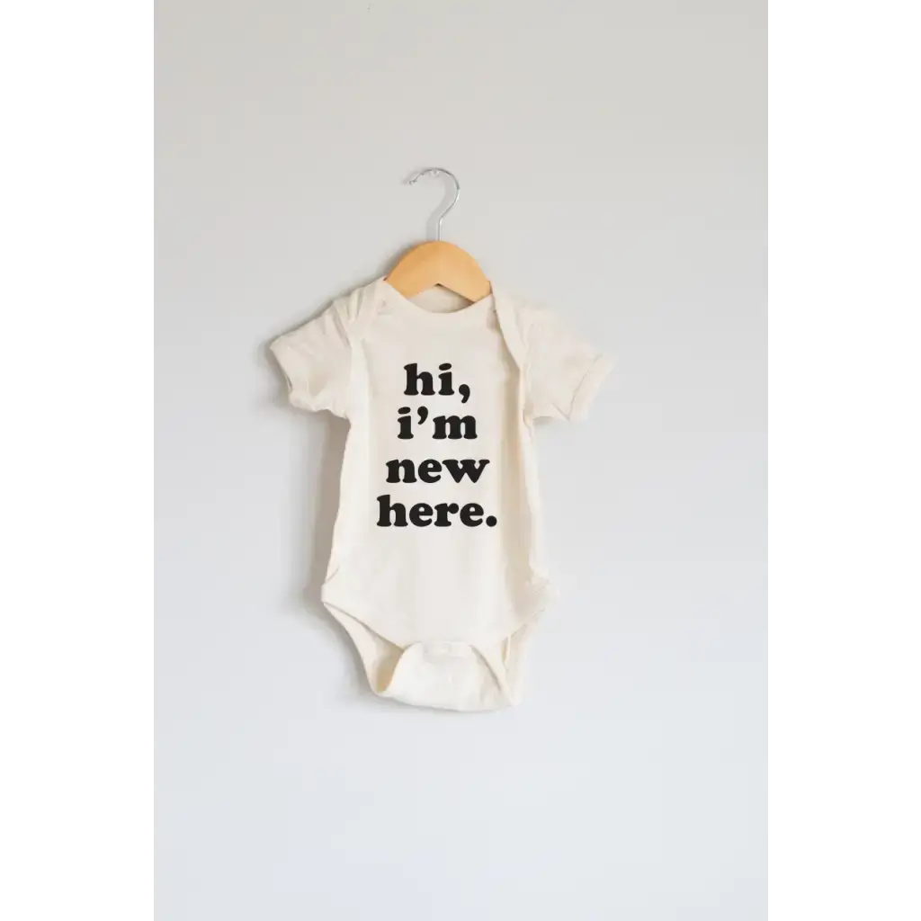 Hi, I'm New Here Organic Cotton Baby Bodysuit | Milk & Baby