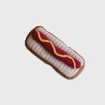 Knit Rattle | Hot Dog toy for babies, perfect for summer fun with cheerful jingles.