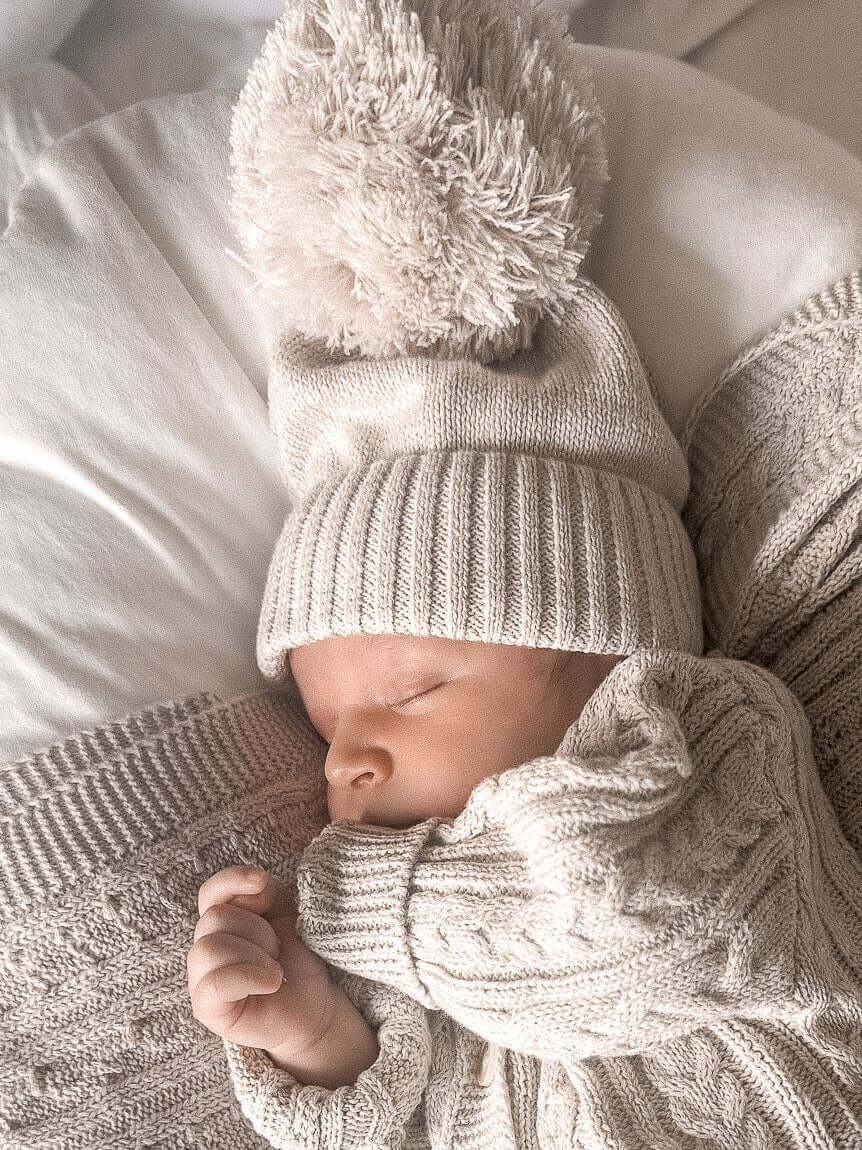 Luna + Luca Pom Beanie - Natural | Milk & Baby