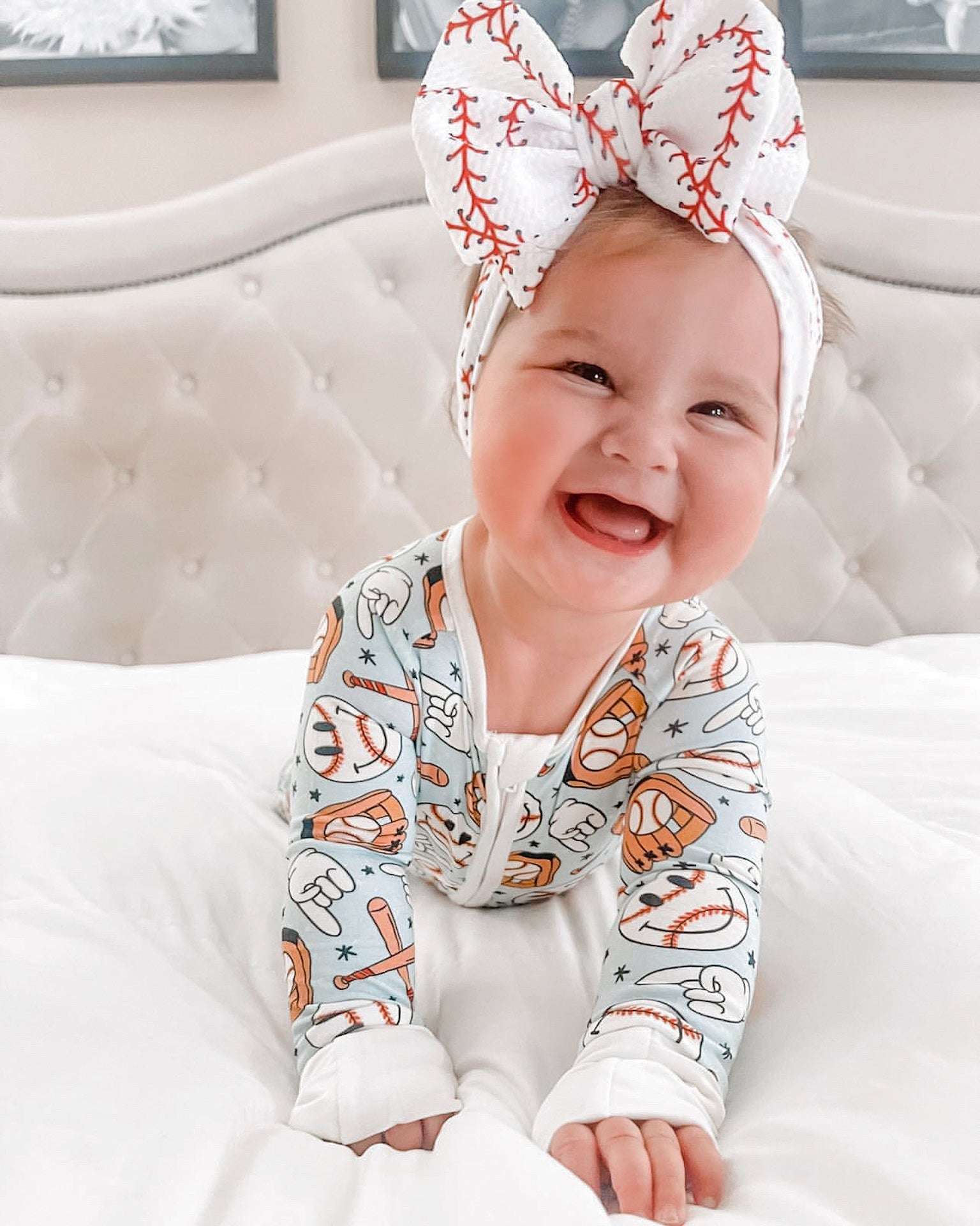 Baseball Smiley Dream Baby Romper | Milk & Baby