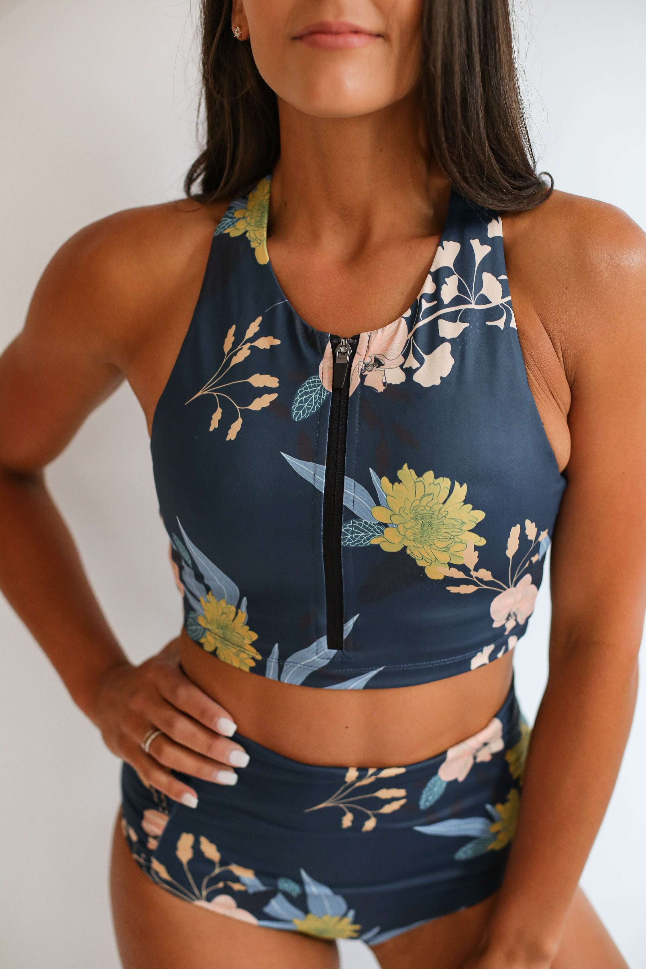 Crop Zip Up Breastfeeding Swimsuit Top | Milk & Baby