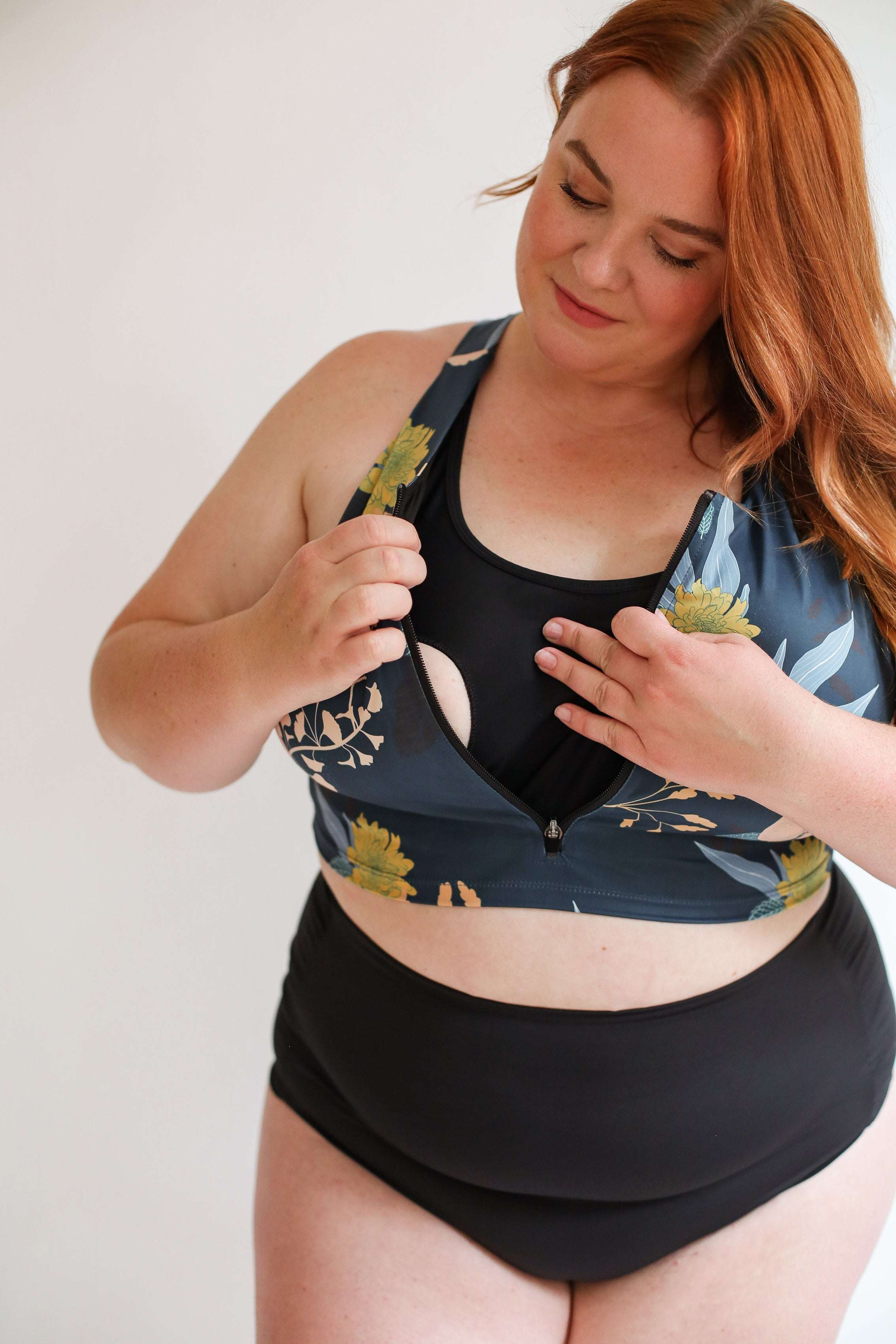 Crop Zip Up Breastfeeding Swimsuit Top | Milk & Baby