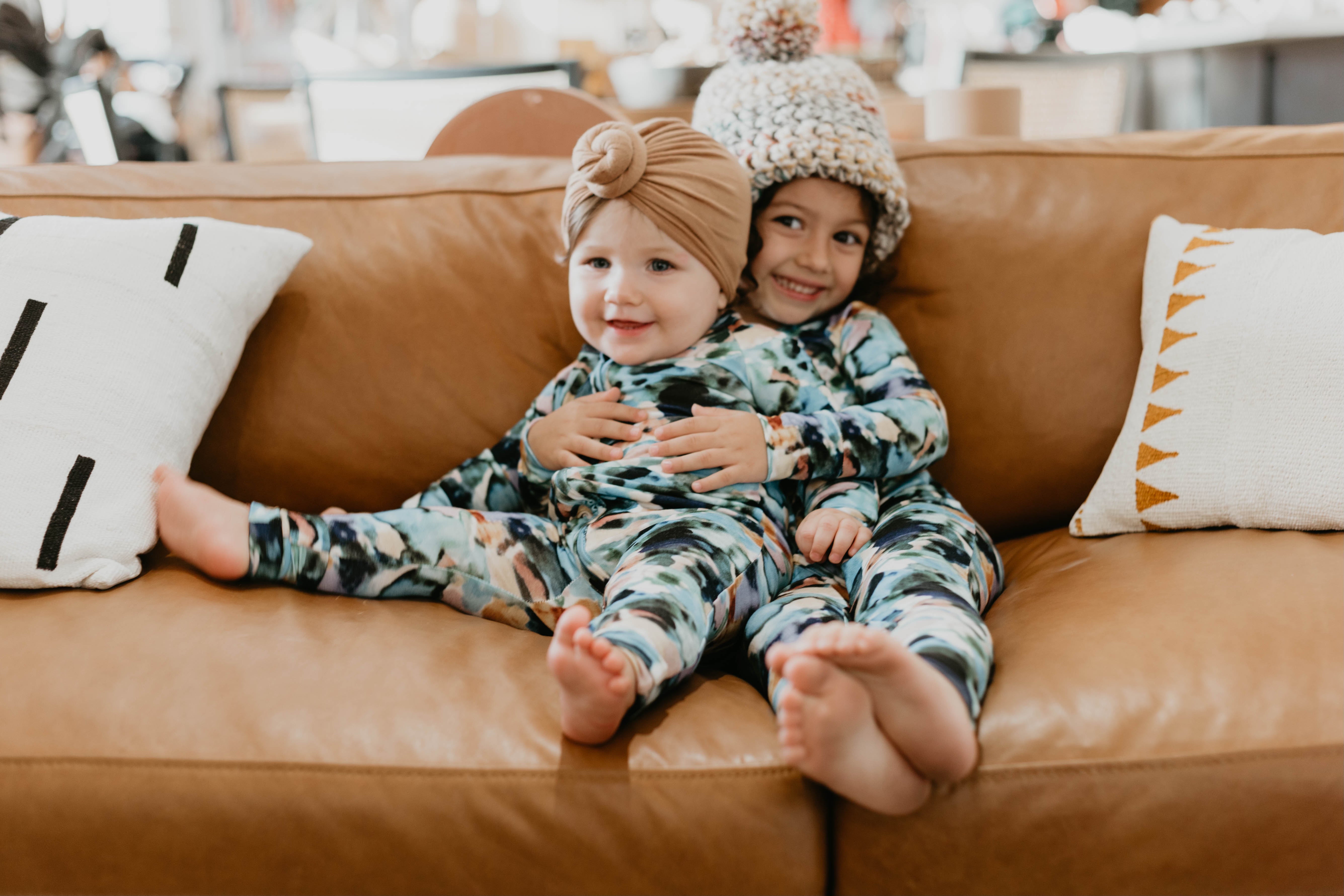 Charli Print | Bamboo Zip Pajamas | Milk & Baby