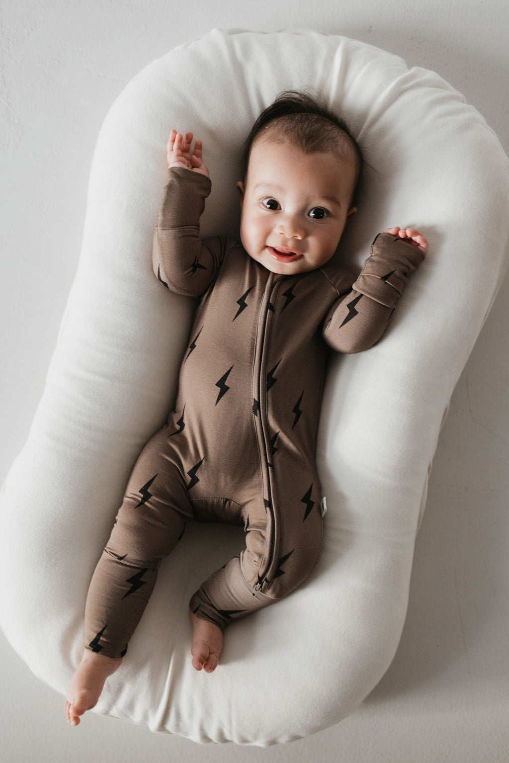 Brown & Black Lightning Bolt | Bamboo Zip Pajamas | Milk & Baby