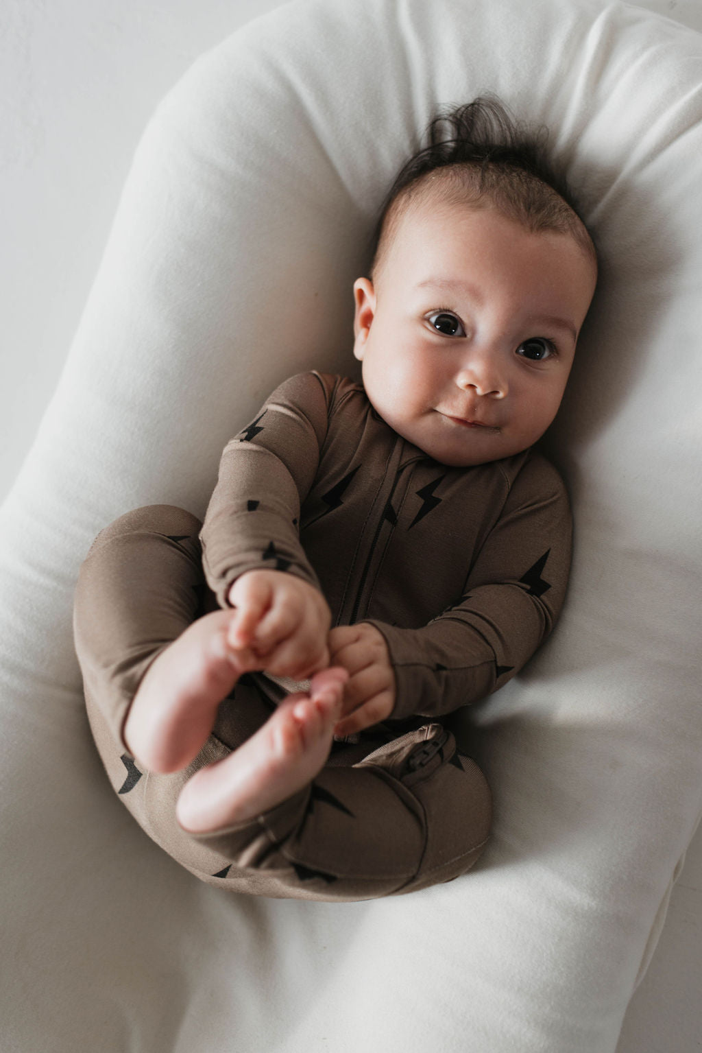 Brown & Black Lightning Bolt | Bamboo Zip Pajamas | Milk & Baby