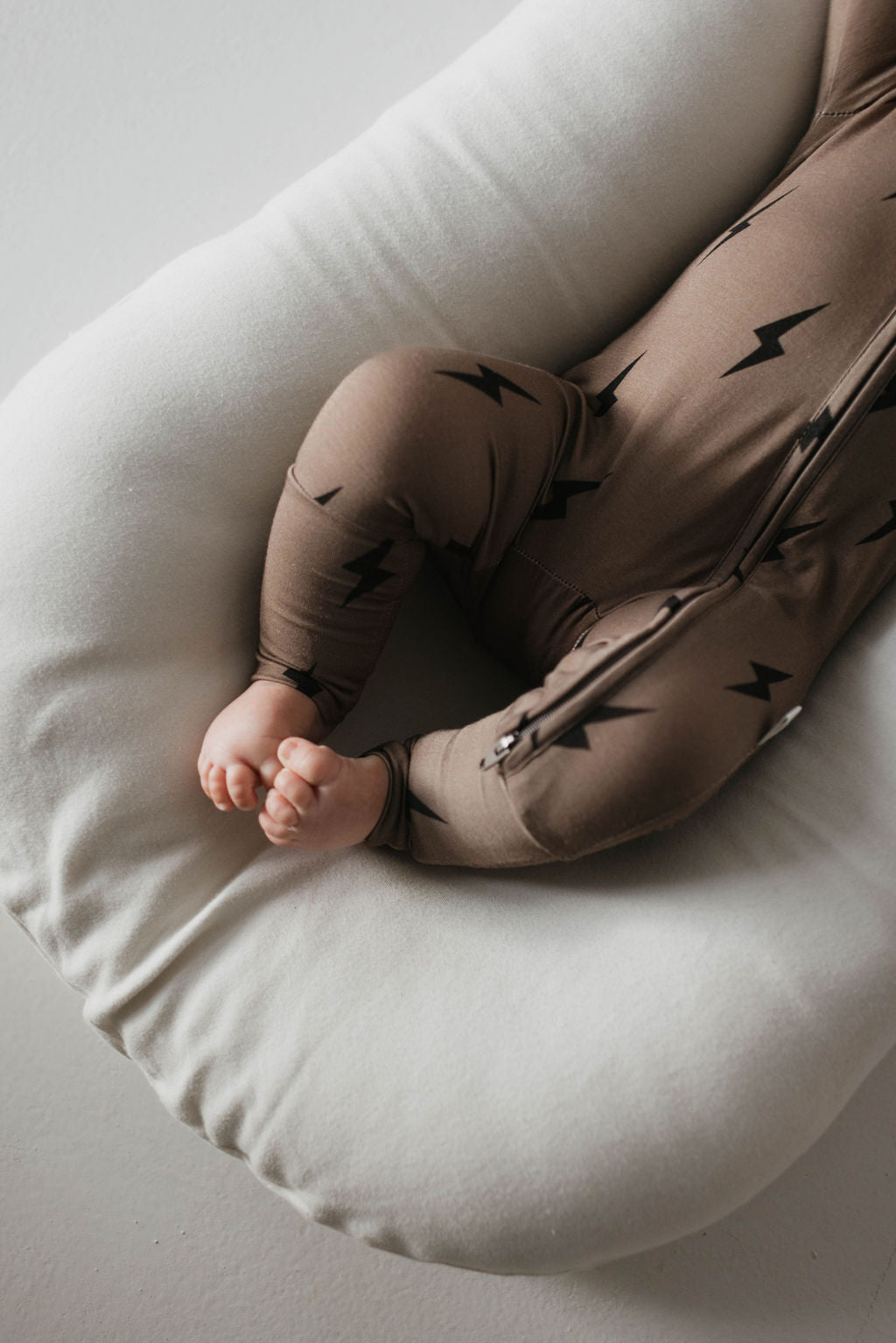 Brown & Black Lightning Bolt | Bamboo Zip Pajamas | Milk & Baby