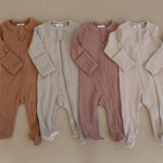 Dusty Rose Organic Cotton Ribbed Zipper | Milk & Baby
