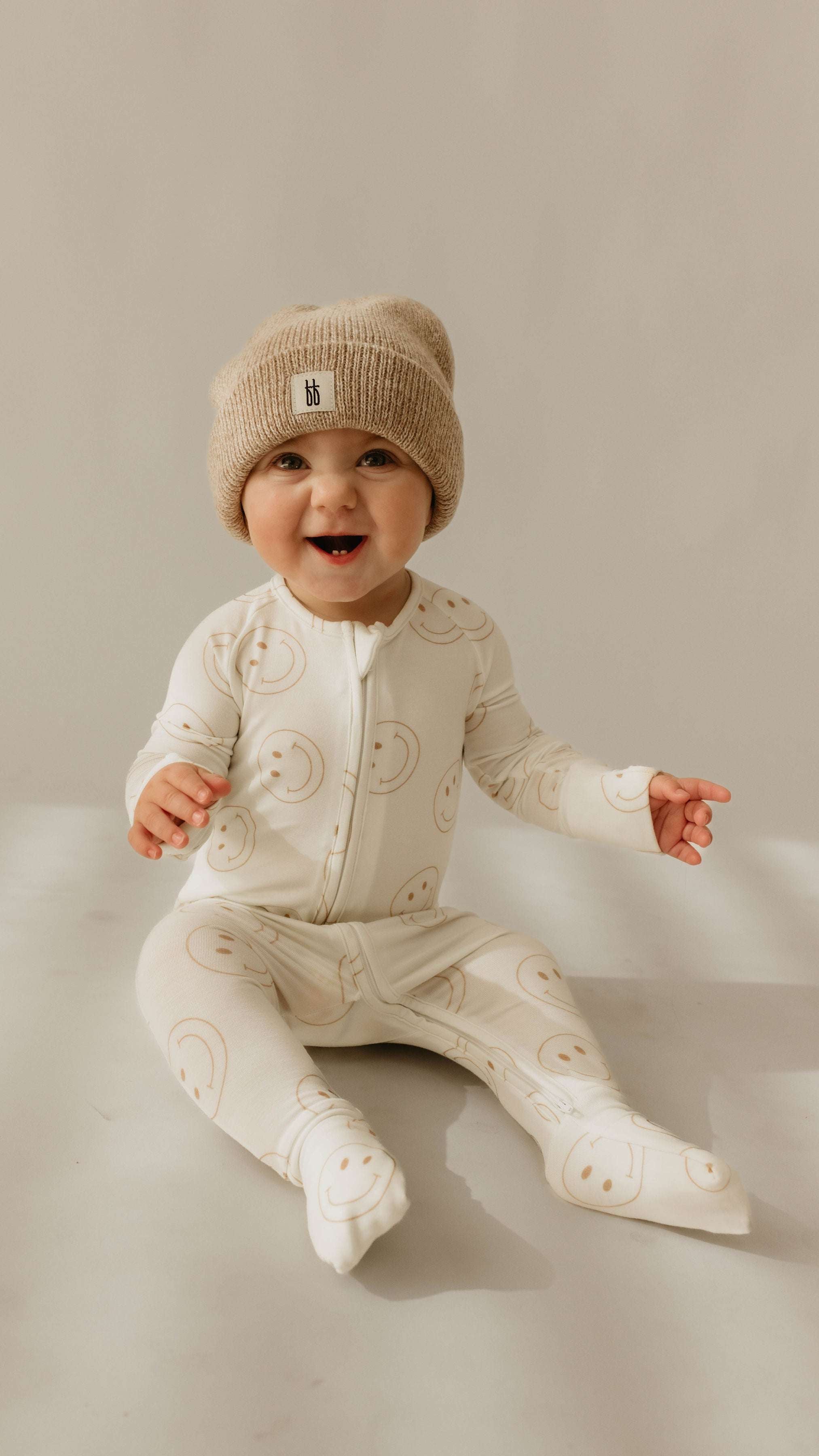 Just Smile | Bamboo Zip Pajamas | Milk & Baby