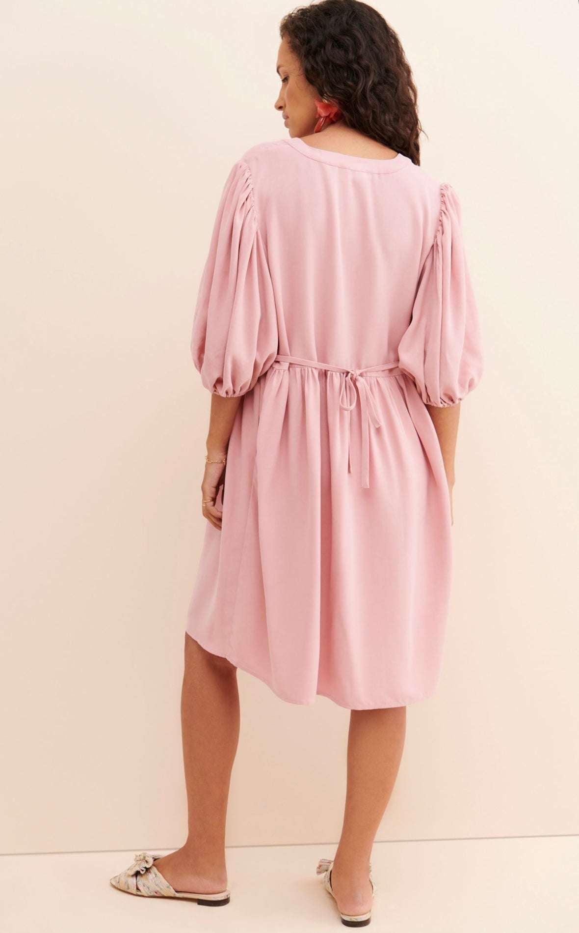 Emilia George Seline Dress in Berry Pink - detail