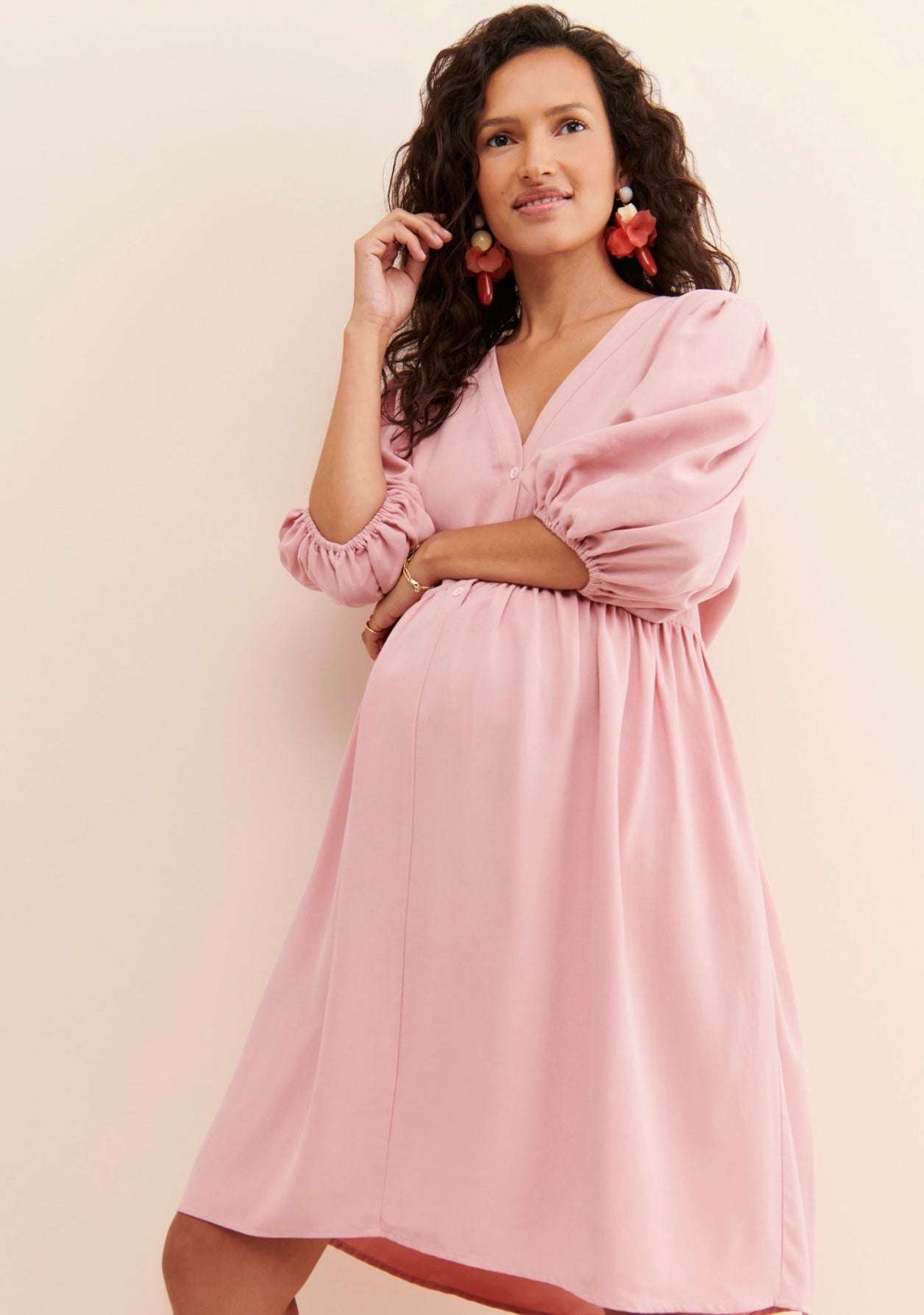Emilia George Seline Dress in Berry Pink - styled