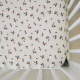 Cream Floral Muslin Crib Sheet | Milk & Baby