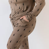 Brown & Black Lightning Bolt | Women's Bamboo Pajamas | Milk & Baby