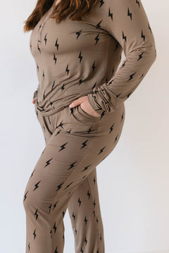 Brown & Black Lightning Bolt | Women's Bamboo Pajamas | Milk & Baby