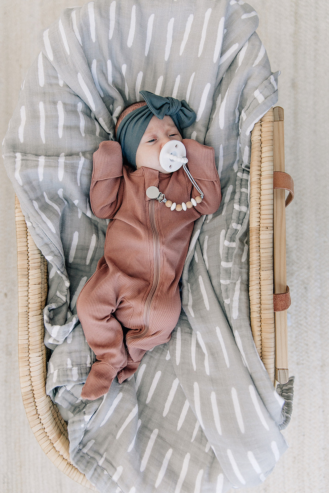 Dusty Rose Organic Cotton Ribbed Zipper | Milk & Baby