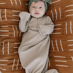 Oatmeal Organic Cotton Ribbed Baby Gown | Milk & Baby