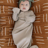 Oatmeal Organic Cotton Ribbed Baby Gown | Milk & Baby