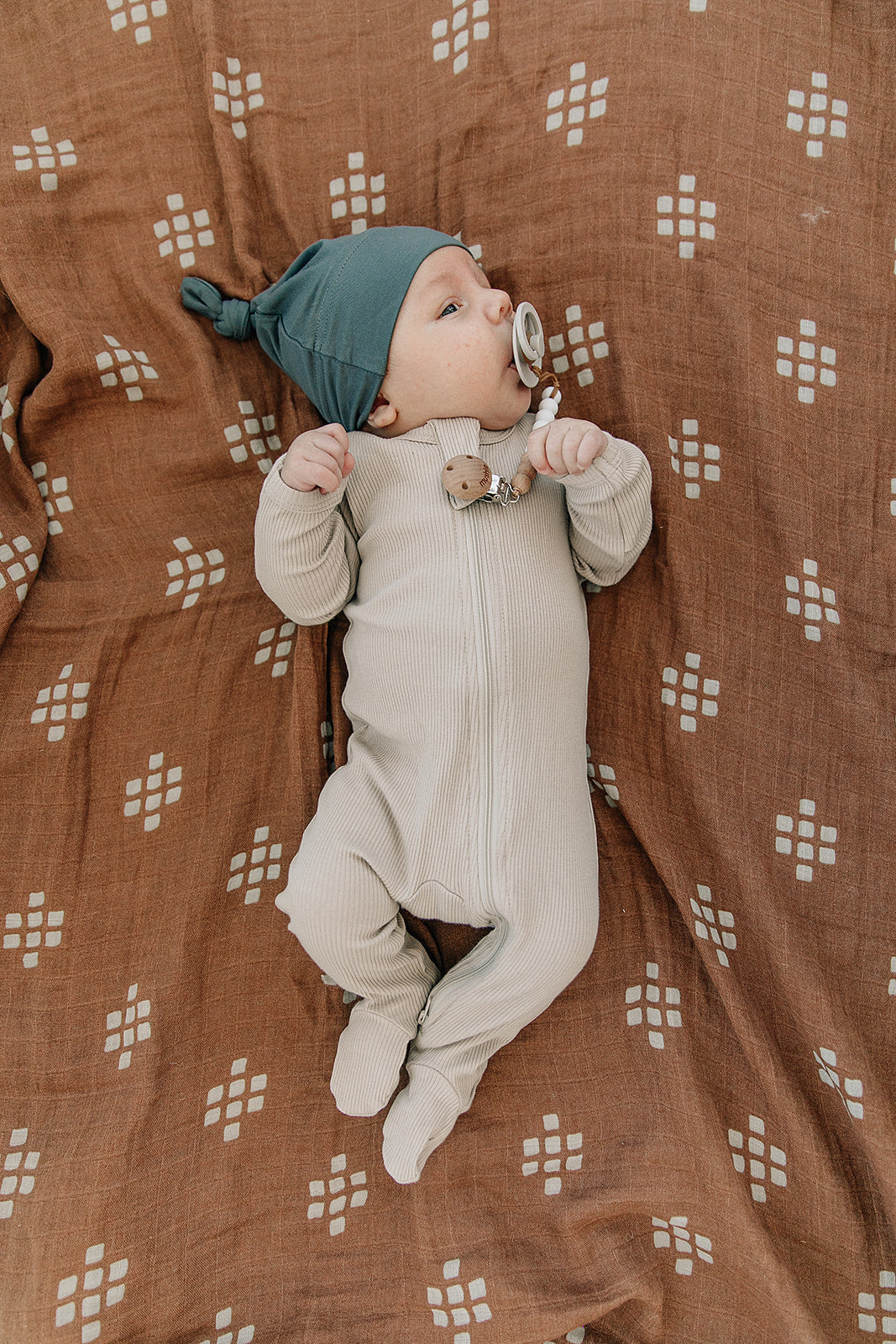 Oatmeal Organic Cotton Ribbed Zipper | Milk & Baby