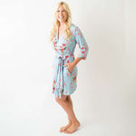 Cherry Blossom Teal Robe | Milk & Baby