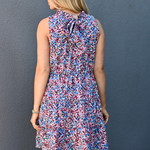 Knee Length Tie Back Bow Nursing Dress in Berry Garden - back tie detail