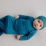 Blue Knotted Newborn Baby Gown | Milk & Baby