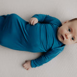 Blue Knotted Newborn Baby Gown | Milk & Baby