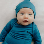 Blue Knotted Newborn Baby Gown | Milk & Baby