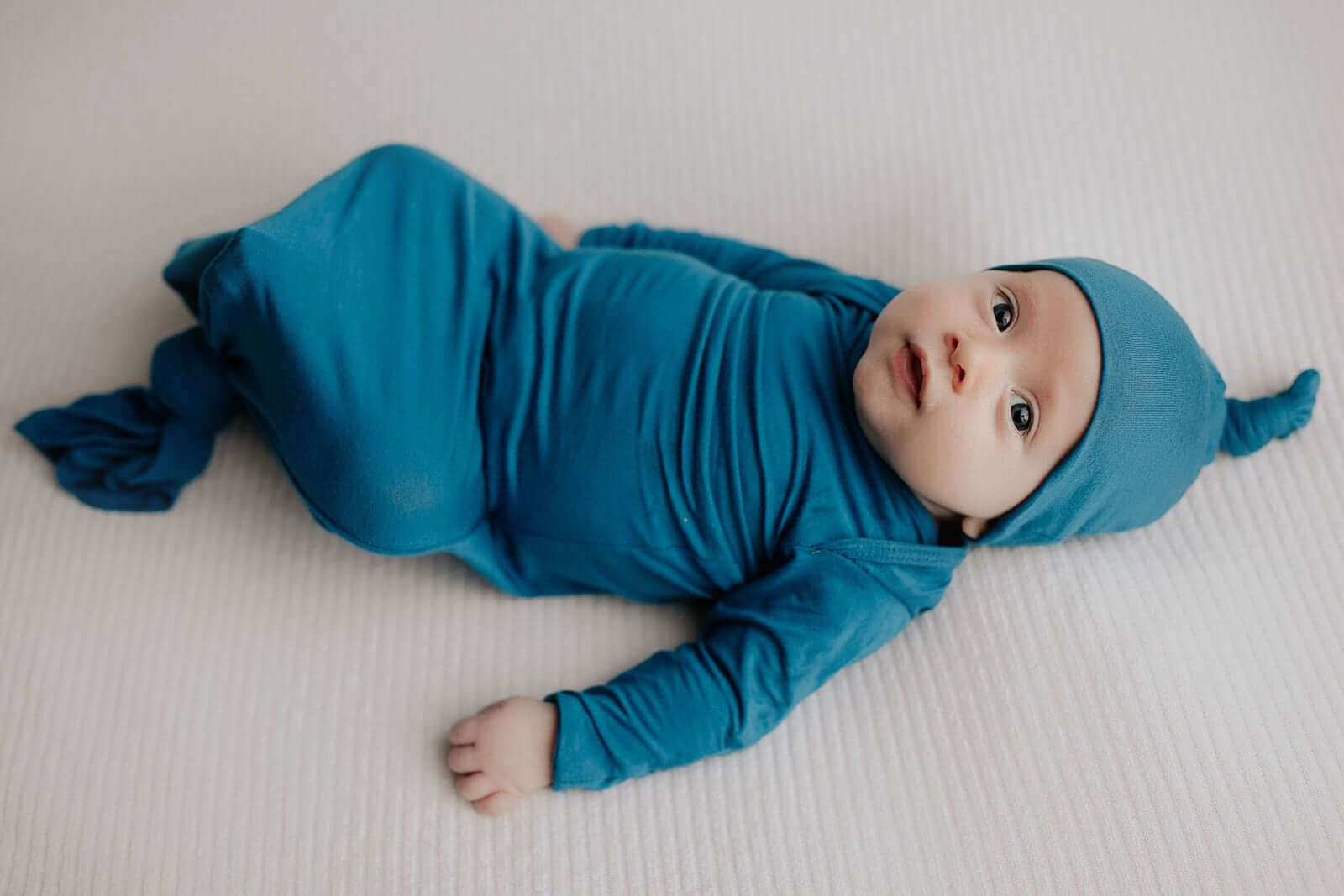Blue Knotted Newborn Baby Gown | Milk & Baby