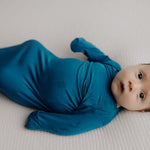 Blue Knotted Newborn Baby Gown | Milk & Baby