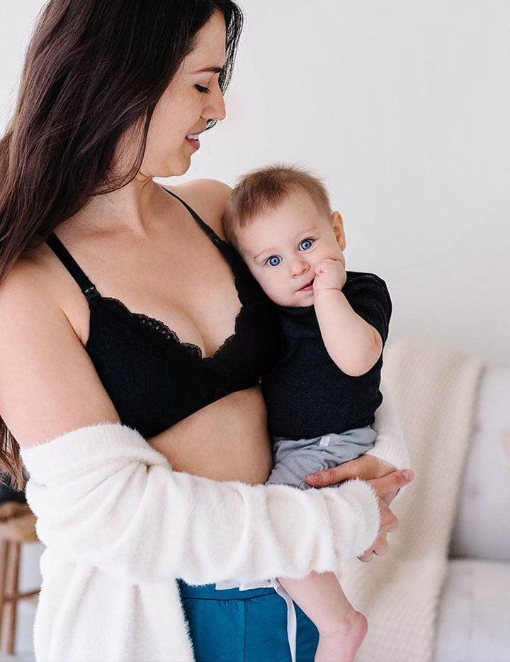 Lace Nursing Bralette in Black - Milk & Baby 