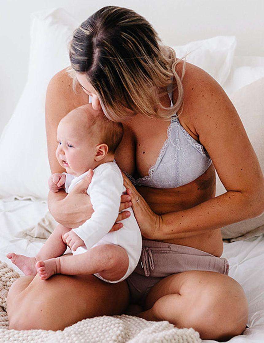 Lace Nursing Bralette in French Gray | Milk & Baby