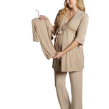Latte Analise 5-Piece Maternity and Nursing Pajamas & Baby Set - Milk & Baby 