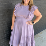 purple gauze dress Cotton Gauze Ruffle Midi Dress- Lavender