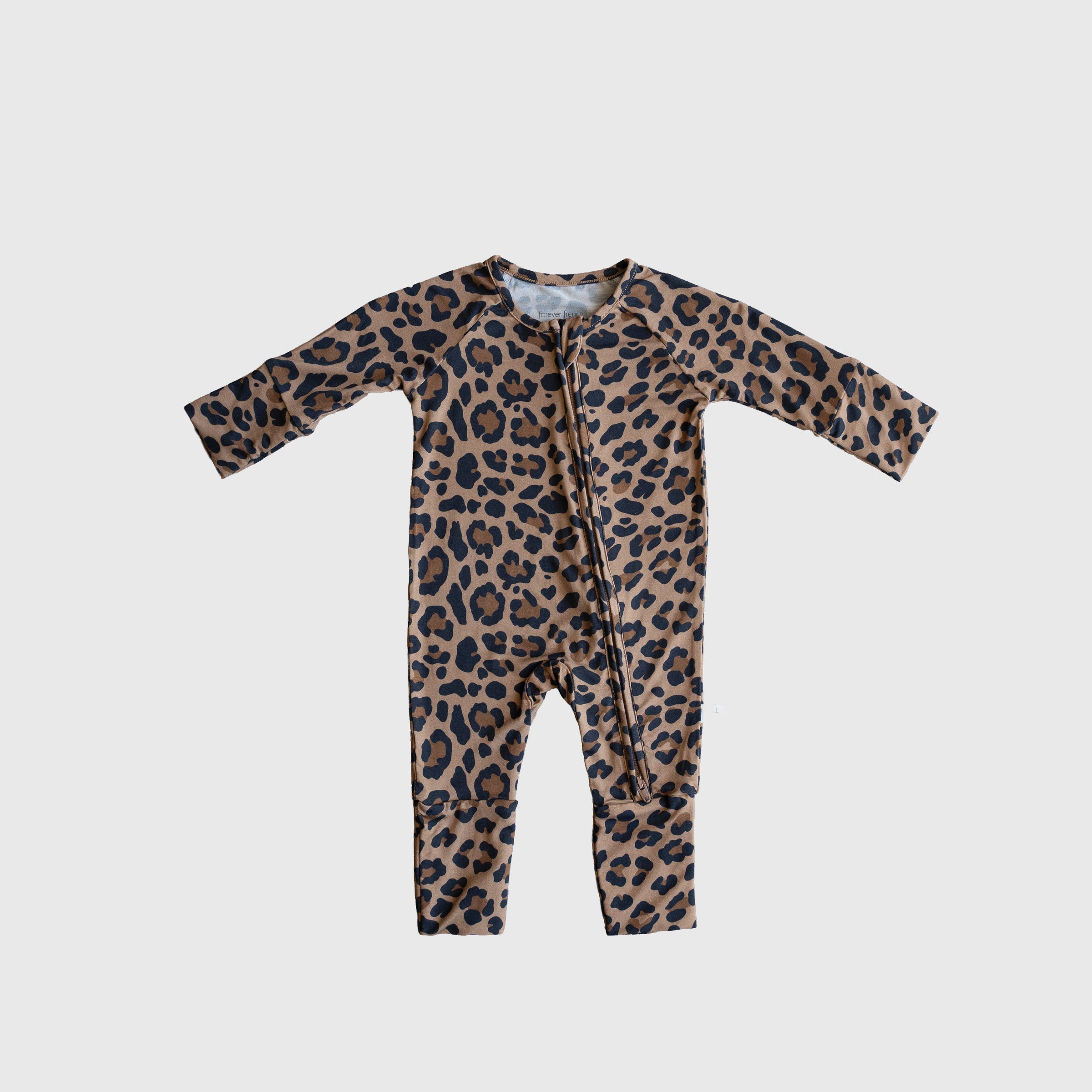 Forever French Baby Leopard Bamboo Zip Baby Pajamas | Milk & Baby