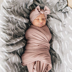 Dusty Rose Bamboo Swaddle & Head Wrap Set | Milk & Baby